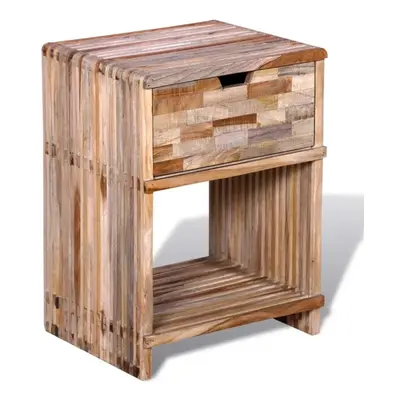 vidaXL Reclaimed Teak Wood Nightstand Drawer Bedroom Bedside Table Cabinet