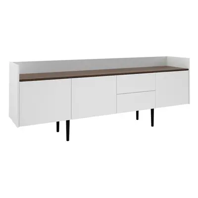 Sideboard Drawers Doors in White and Walnut