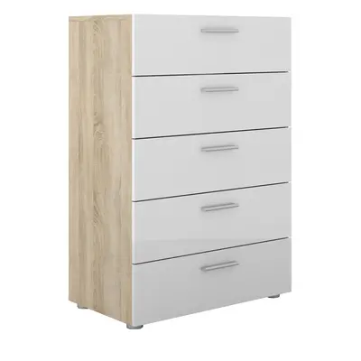 Chest of Drawers in Oak with White High Gloss