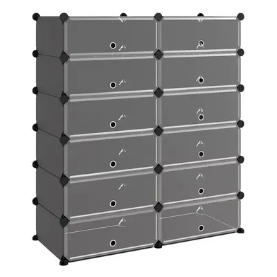 (black, 94.5 x 36.5 x cm) vidaXL Shoe Rack PP Home Organiser Storage Shelf Black/Transparent Mul