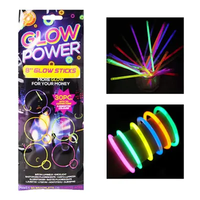 30 Premium Glow Sticks - Inch Long with Connectors