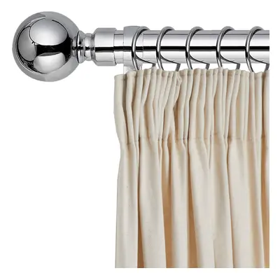 (160-300 cm (63" - 118" In), Chrome) Metal Curtain Pole Finials Rings Rod Fittings