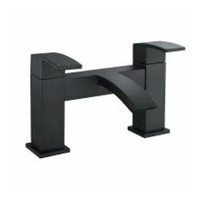 Matt Black Bath filler mixer tap square with waterfall effect