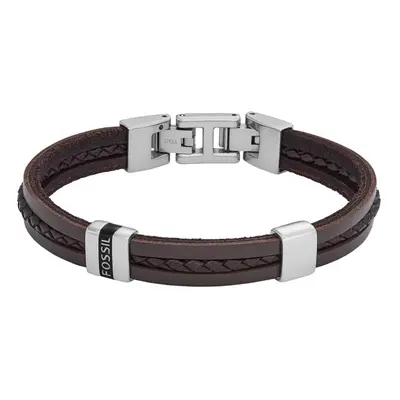 Fossil Men's Leather Essentials Strap Bracelet Color: Brown (Model: J