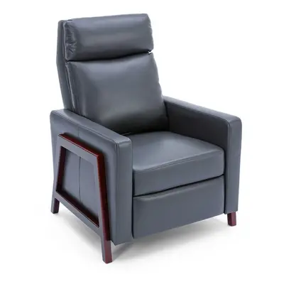 (Greys) RILEY PUSH BACK SOFT AIR LEATHER MODERN RECLINING ARMCHAIR ACCENT HOME CENEMA RECLINER C