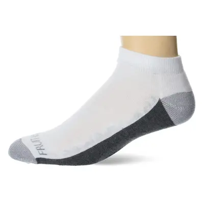 Fruit of the Loom mens Pair Pack Dual Defense cushioned Socks, White With grey Sole, US