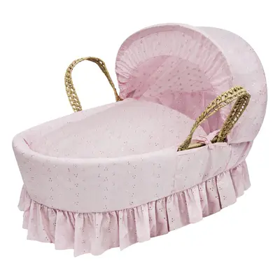 BA Pink Palm Moses Basket With Mattress & Bedding for girls