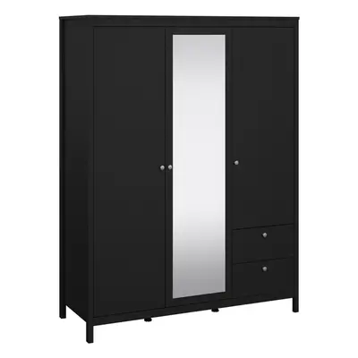 Wardrobe with doors + mirror door + drawers Matt Black Madrid