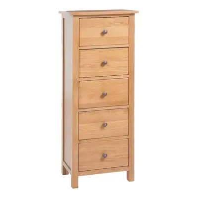 vidaXL Solid Oak Wood Tall Chest of Drawers Wooden Storage Cabinet Sideboard