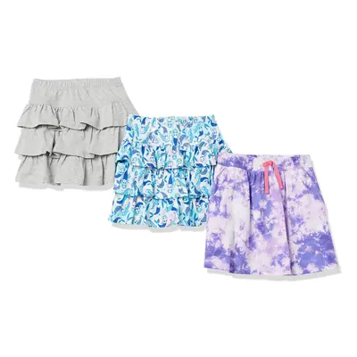 Toddler Girls' Knit Ruffle Scooter Skirts (Previously Spotted Zebra), Pack of 3, Blue Mermaids/G