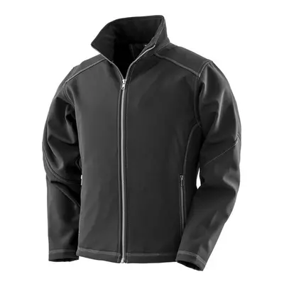 (L, Black) Result Work-Guard Womens/Ladies Treble Stitch Soft Shell Jacket