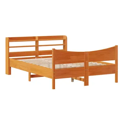 (wax brown, x cm) vidaXL Bed Frame with Headboard Bed Base Solid Wood Pine