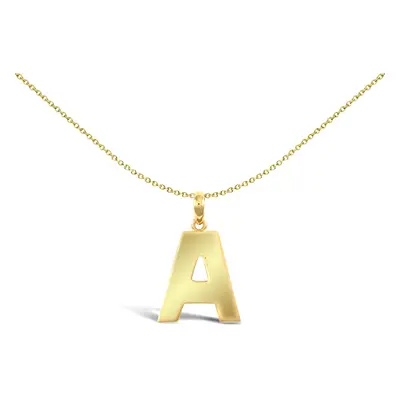 Jewelco London Solid 9ct Yellow Gold Polished Block Identity Initial Charm Pendant Letter A - JI