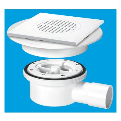 McAlpine VSG52T6WH Two-Piece Valve Shower Gully: Tile with removable Grid, 1Â½" Horizontal Outle