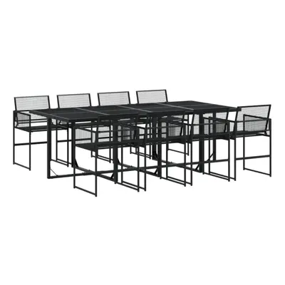 (8 piece) vidaXL Garden Dining Set Outdoor Dining Set Table and Chair Black Poly Rattan