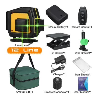 (12 line) 16/12/8 Lines 4D Green Laser Level Horizontal And Vertical Cross Self-Leveling Measure