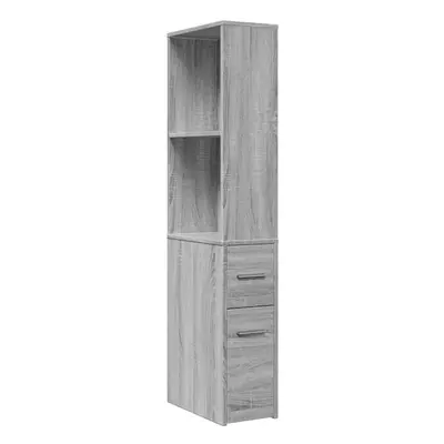 (grey sonoma) vidaXL Narrow Bathroom Cupboard with Wheels Storage Cabinet Engineered Wood