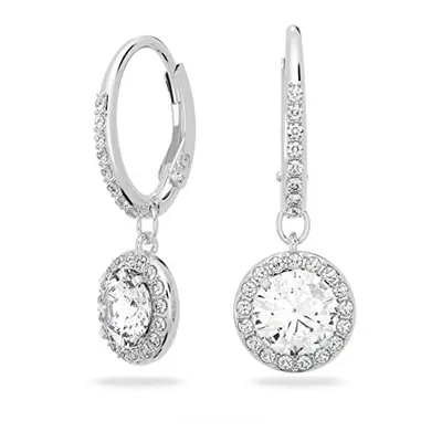 Swarovski Angelic Drop Pierced Earrings with clear crystals on a Rhodi