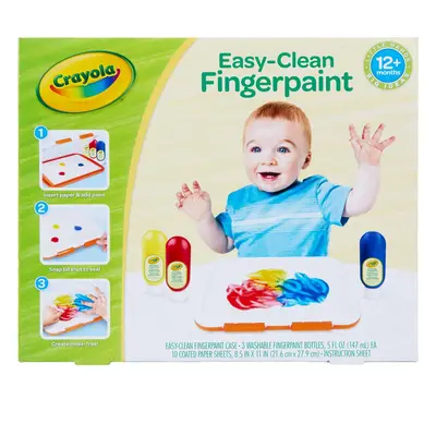 Crayola Washable Finger Paint Station Less Mess Finger Paints for Toddlers Sensory Toy Toddler A