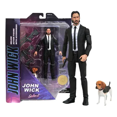 Diamond Select Toys John Wick White Shirt Black Suit Figure With Dog