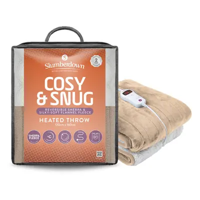 (Mole/ Natural) Slumberdown Cosy & Snug Sherpa Fleece Heated Throw