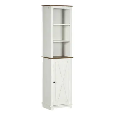 kleankin Tall Bathroom Cabinet Storage Cupboard with Door, Adjustable Shelves