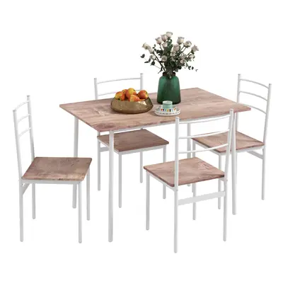 HOMCOM Piece Dining Table and Chairs Set, Space Saving, Brown and White