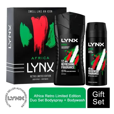 Lynx Africa Retro Duo GiftSet For Him, BodySpray 150ml & BodyWash225ml