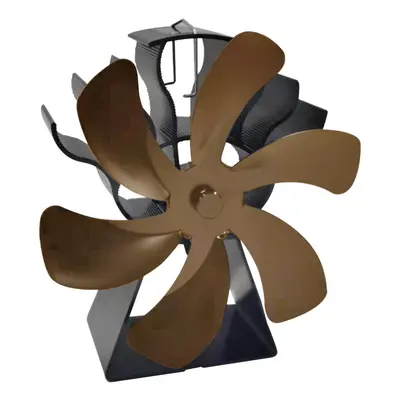 (Bronze) Fireplace Fan Blades Heat Powered Stove Fan Top Burner Fireplace Silent Eco Heater Fan 