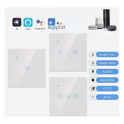 (White, Way) Smart Wall Switch Panel Naught Wire Voice Control Switch Supports Alexa/Google Assi