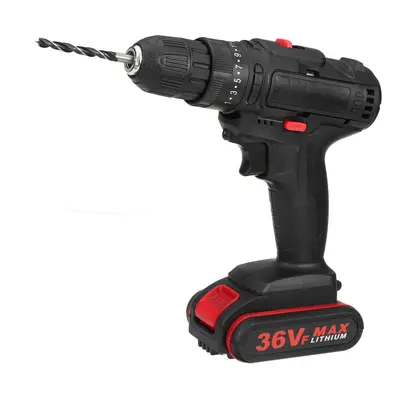 (UK Plug) 36V Cordless Electric Impact Hammer LED Light Drill Screwdriver With Battery Household