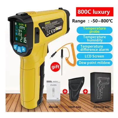 (800C) -50~800 LCD Color Display Non-Contact Infrared Thermometer High Temperature Infrared Lase