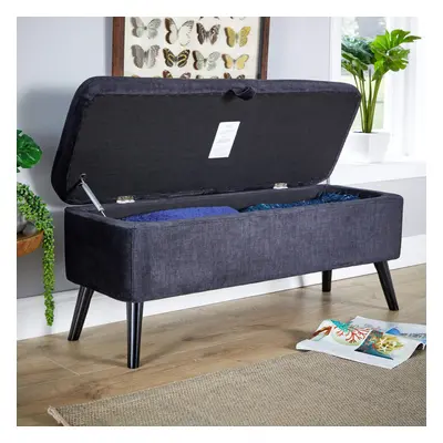 Black Velvet Fabric Hidden Storage Ottoman Box