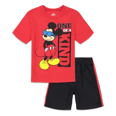 Disney Mickey Mouse Little Boys Athletic Graphic T-Shirt and Mesh Shor