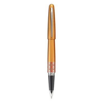 Pilot MR Retro Pop Collection Gel Roller Pen in Gift Box Orange Barrel with Flower Accent Fine P