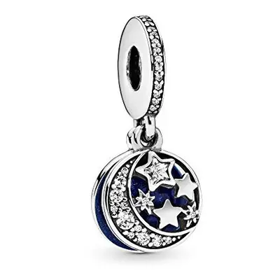 Pandora Jewelry Moon and Night Sky Cubic Zirconia Dangle Charm in Sterling Silver