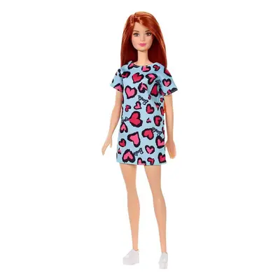 Barbie Doll Red Hair Wearing Yellow and Purple Heart-Print Dress and