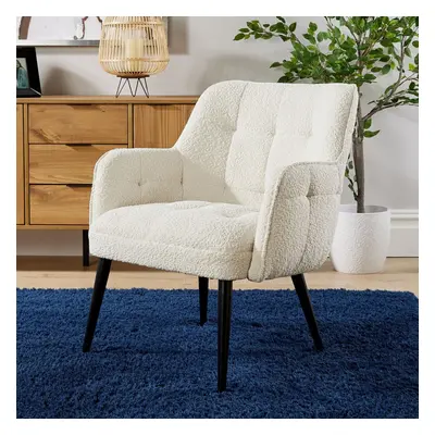 Home Source Luxe Teddy Fur Occasional Armchair - Cream