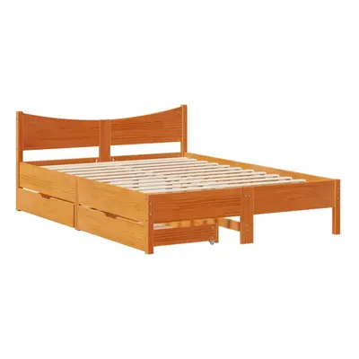 (wax brown, x cm) vidaXL Bed Frame with Drawers Bed Base Solid Wood Pine