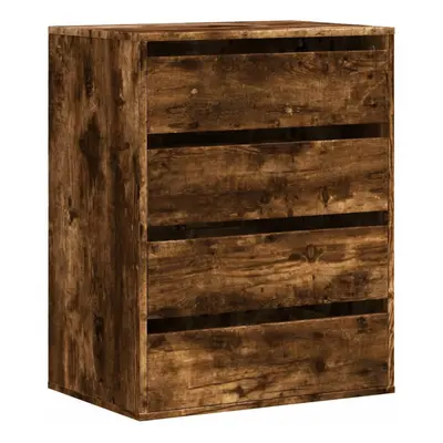 (smoked oak, x x cm) vidaXL Corner Chest of Drawers Storage Drawer Side Cabinet Engineered Wood