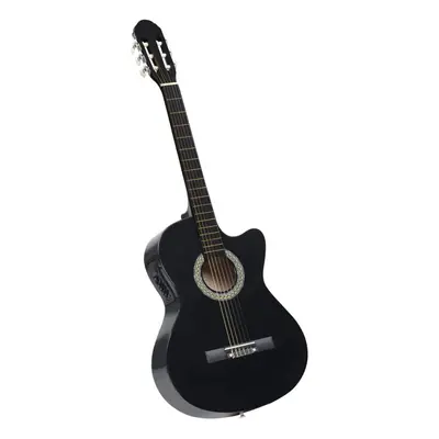 (black) vidaXL Western Classical Cutaway Guitar with Equalizer Strings for Beginner