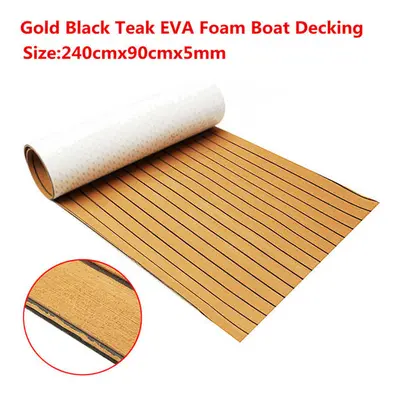 240cmx90cmx5mm Gold With Black Lines Marine Flooring Faux Teak EVA Foam Boat Decking Sheet