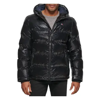 Tommy Hilfiger Mens Big Tall Hooded Puffer Jacket Black 4X-Large Ta