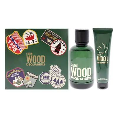 Dsquared2 Green Wood For Men Pc Gift Set 3.4oz EDT Spray, 5.0oz Bath and Shower Gel