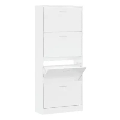 (High gloss white, x x cm (W x D x H)) New Wood Shoe Cabinet 2Drawer Storage Cupboard Rack Shelf