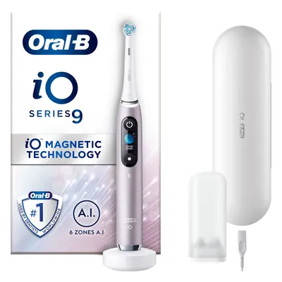 Oral-B iO Electric Toothbrush - Rose Quartz - Smart Pressure Sensor, 30-Second Timer, Long-Lasti