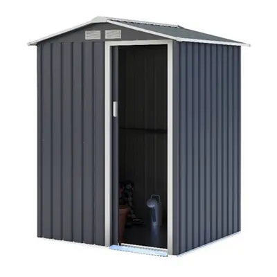 Charles Bentley 4.9ft x 4.3ft Metal Storage Shed Navy Grey Small Apex H186 x W150 x D130 cm Stee