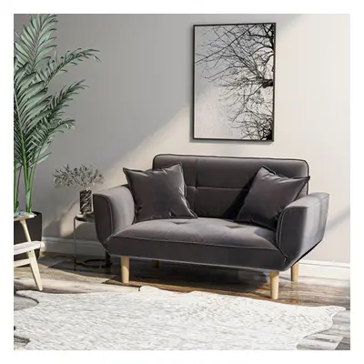 (Flannel) Grey Seater Sofa Bed, Couch Settee Recliner