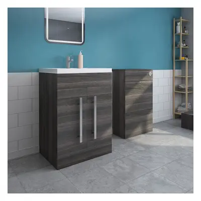 Calm Grey Freestanding Vanity Unit & Back to Wall Toilet Unit Set