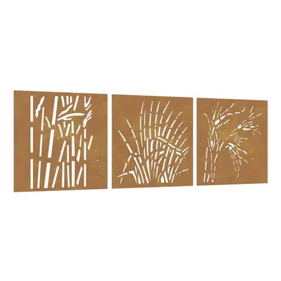 vidaXL Garden Wall Decoration Wall Art Decors pcs Corten Steel Grass Design